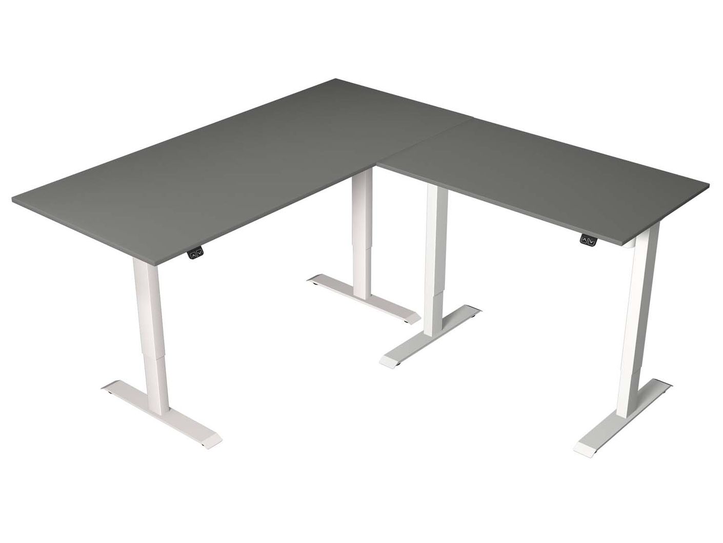 Move 1 Winkelkombination, elektrisch höhenverstellbar, 180 x 180 cm, Gestell silber