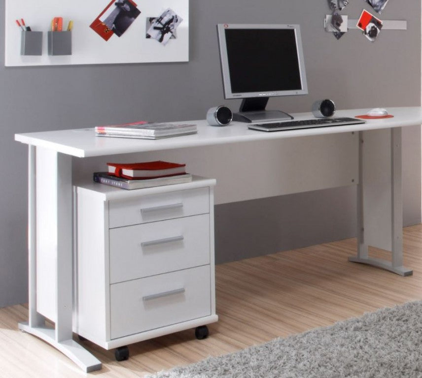 Office Line Schreibtisch 150 x 70 cm mit Rollcontainer Weiß