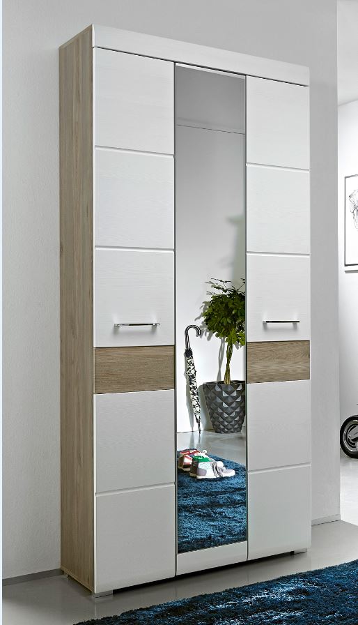 Garderobenschrank FUNNY Weiß / Silbereiche