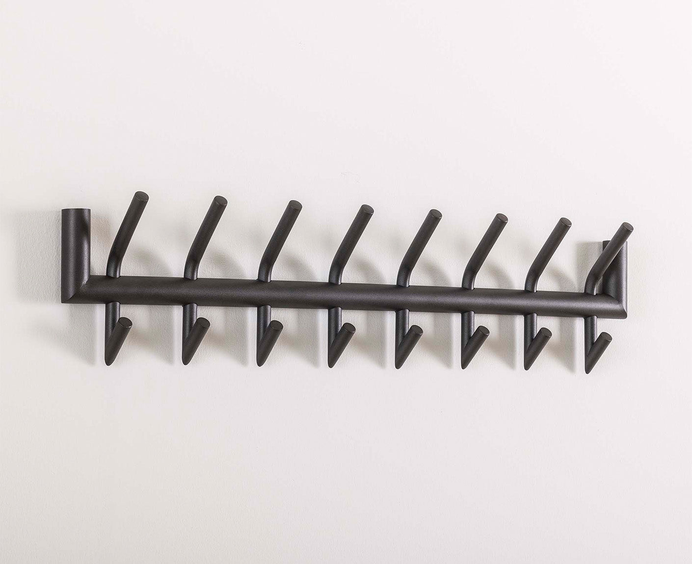 Garderobenpaneel mit 2x8 Kleiderhaken Dunkelgrau Matt
