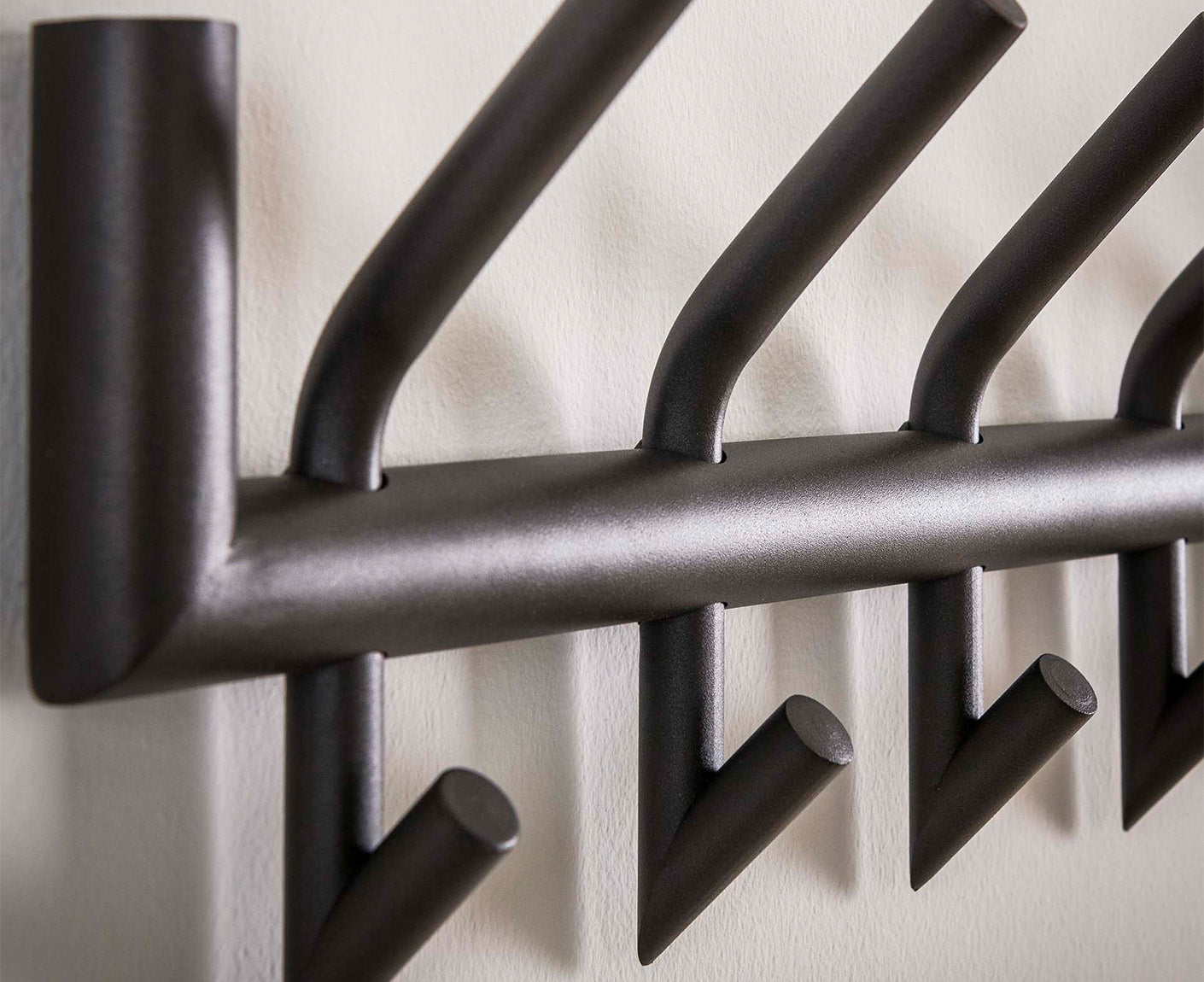 Garderobenpaneel mit 2x8 Kleiderhaken Dunkelgrau Matt