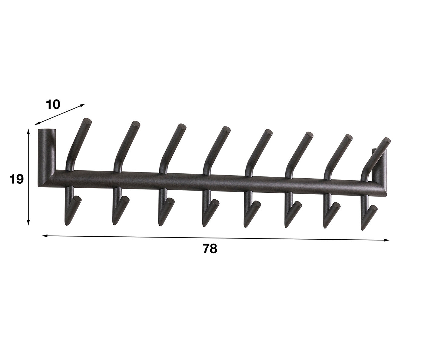 Garderobenpaneel mit 2x8 Kleiderhaken Dunkelgrau Matt