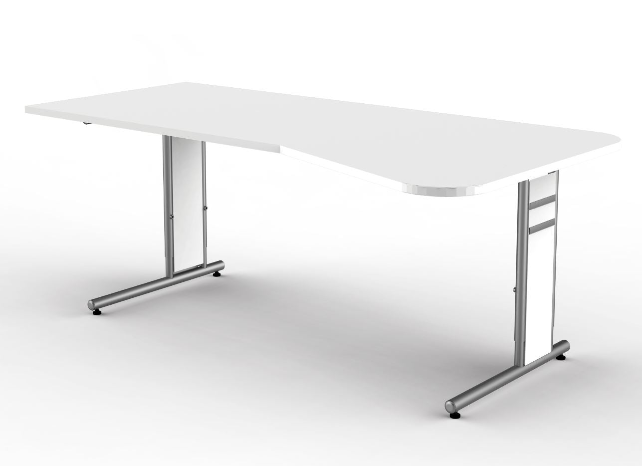Form 4 Freiformtisch mit C-Fuß Gestell, manuell höhenverstellbar, 195 x 100 cm