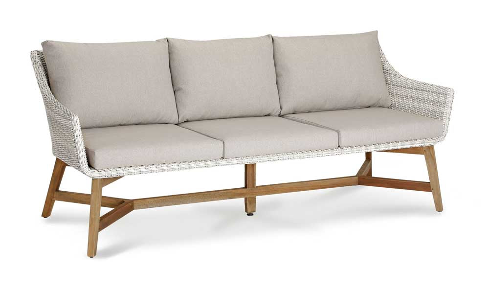 Lounge-Couch Paterna 3-Sitzer Teakholz/Beige