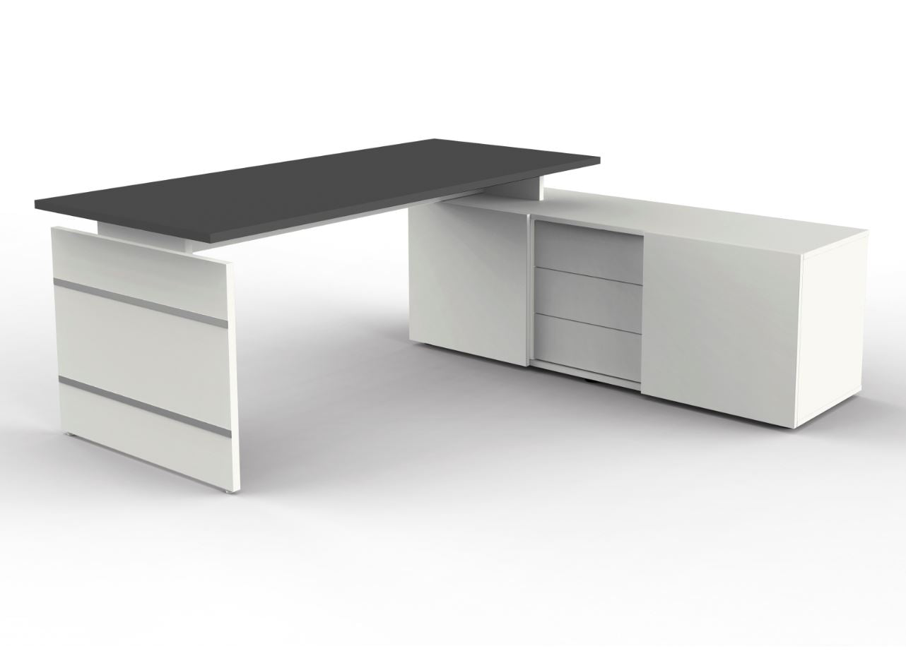 Form 4 Komplettabeitsplatz, Schreibtisch mit Sideboard, 180 x 160 cm