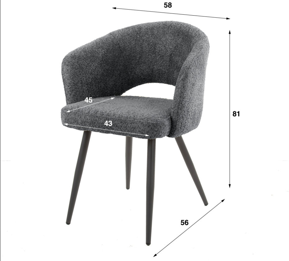 Esszimmer Armlehnenstuhl 2er-Set Boucle Weiß / Schwarz
