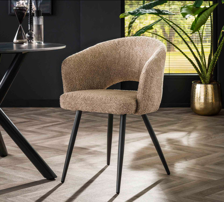 Esszimmer Armlehnenstuhl 2er-Set Boucle Sand / Schwarz