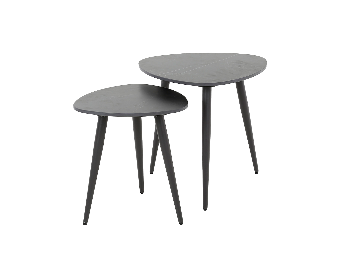 Beistelltisch 2er Set dreieckig Keramik Natural Black
