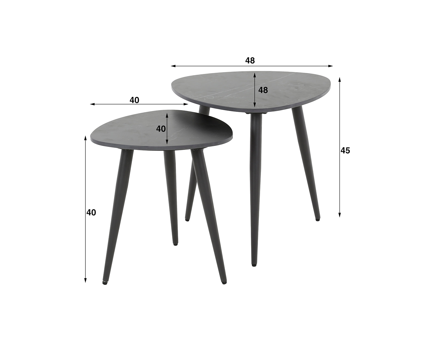Beistelltisch 2er Set dreieckig Keramik Natural Black