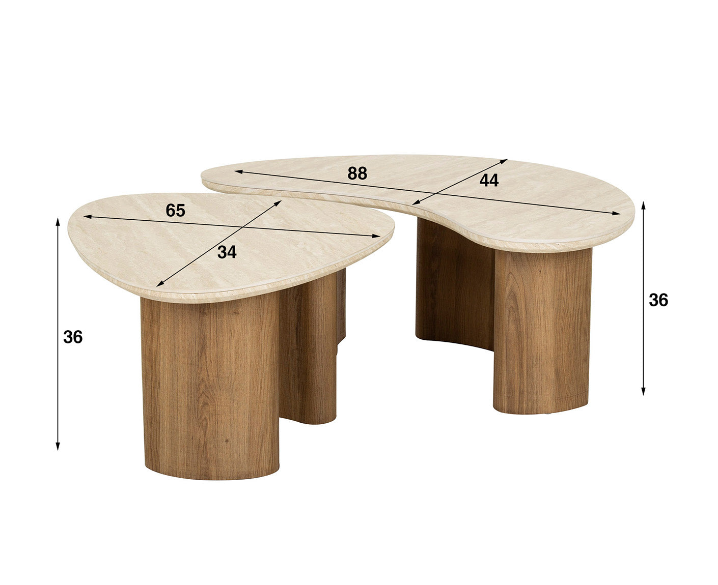 Couchtisch 2er Set Organic Keramik Travertine