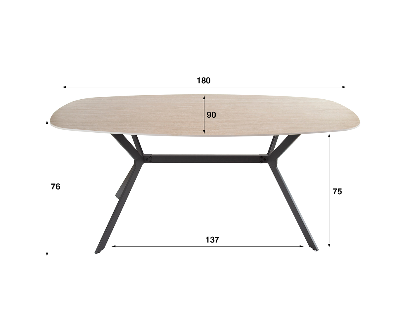Esstisch 180 cm Keramik Travertine