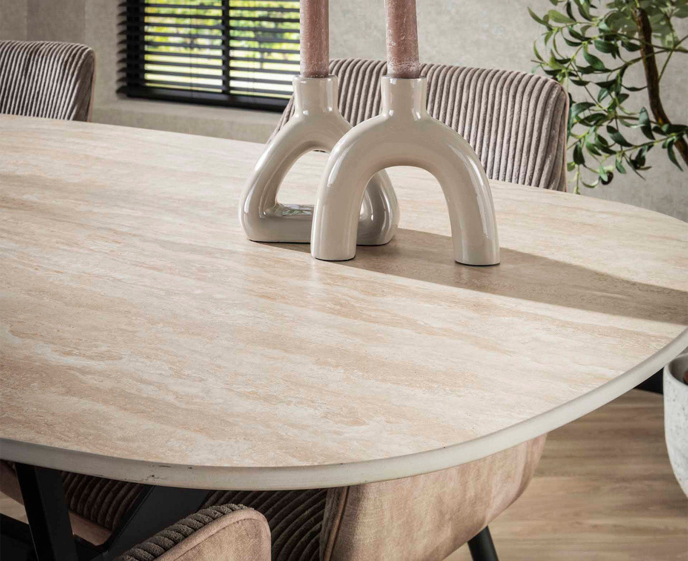 Esstisch 180 cm Keramik Travertine