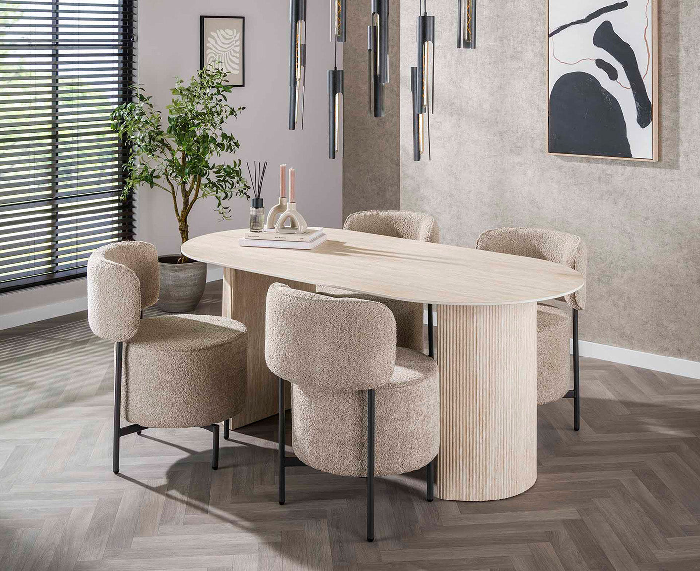 Esstisch 180 cm Arch Keramik Travertine