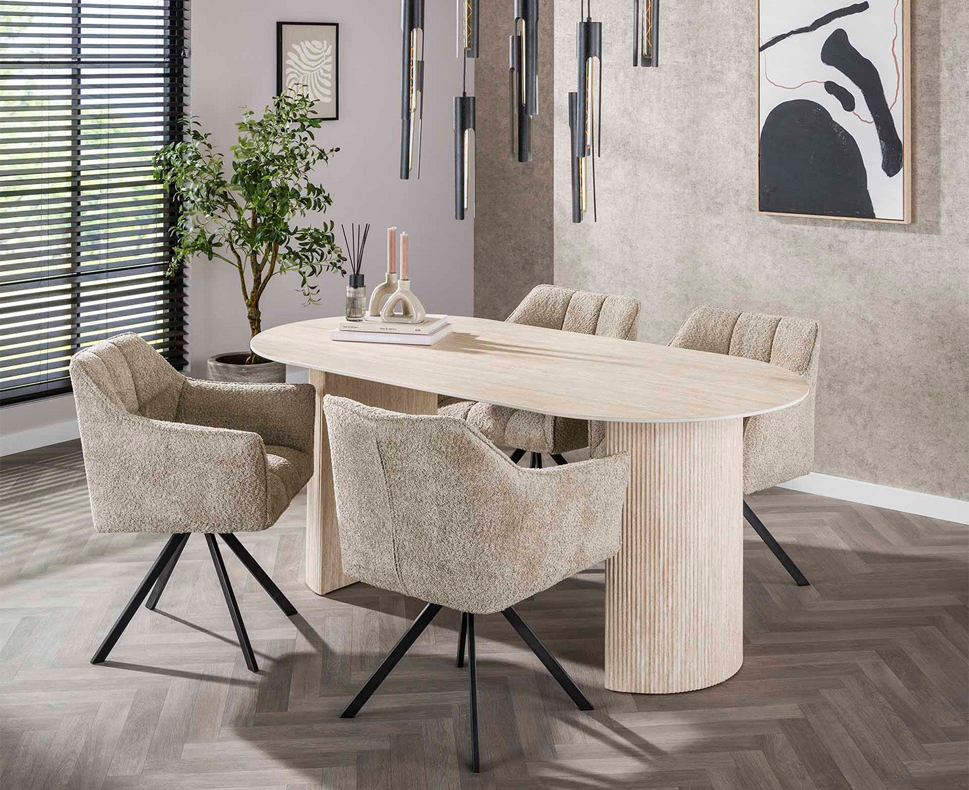 Esstisch 180 cm Arch Keramik Travertine