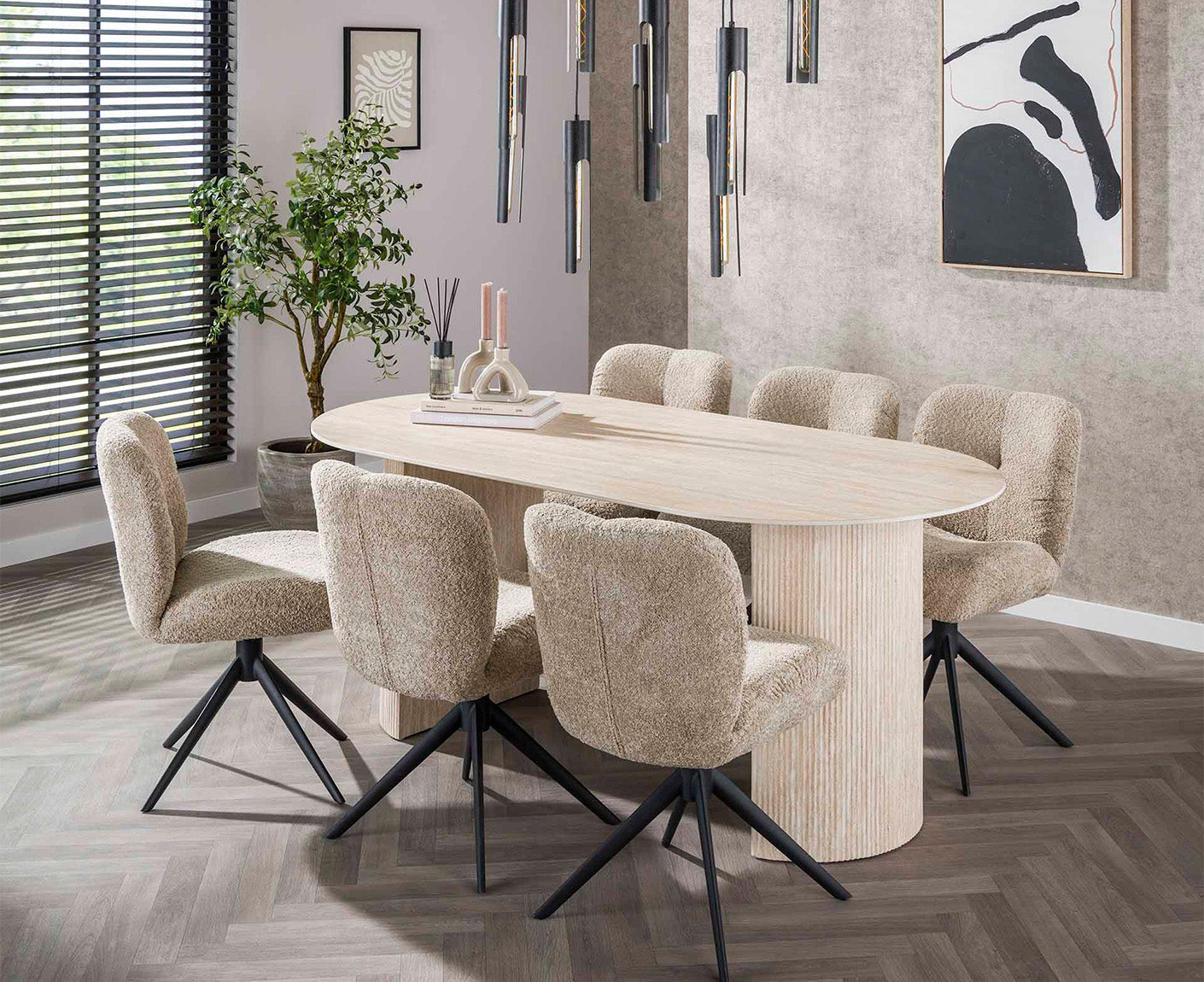Esstisch 180 cm Arch Keramik Travertine