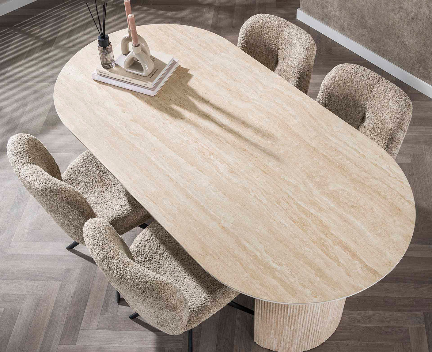 Esstisch 180 cm Arch Keramik Travertine
