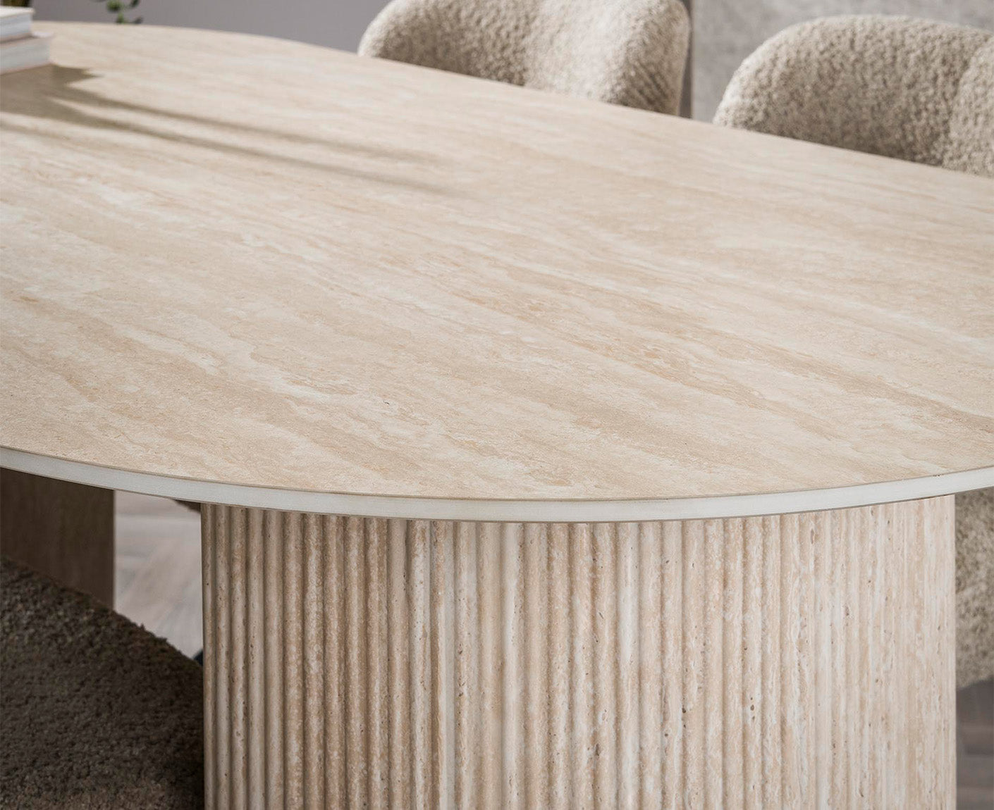 Esstisch 180 cm Arch Keramik Travertine