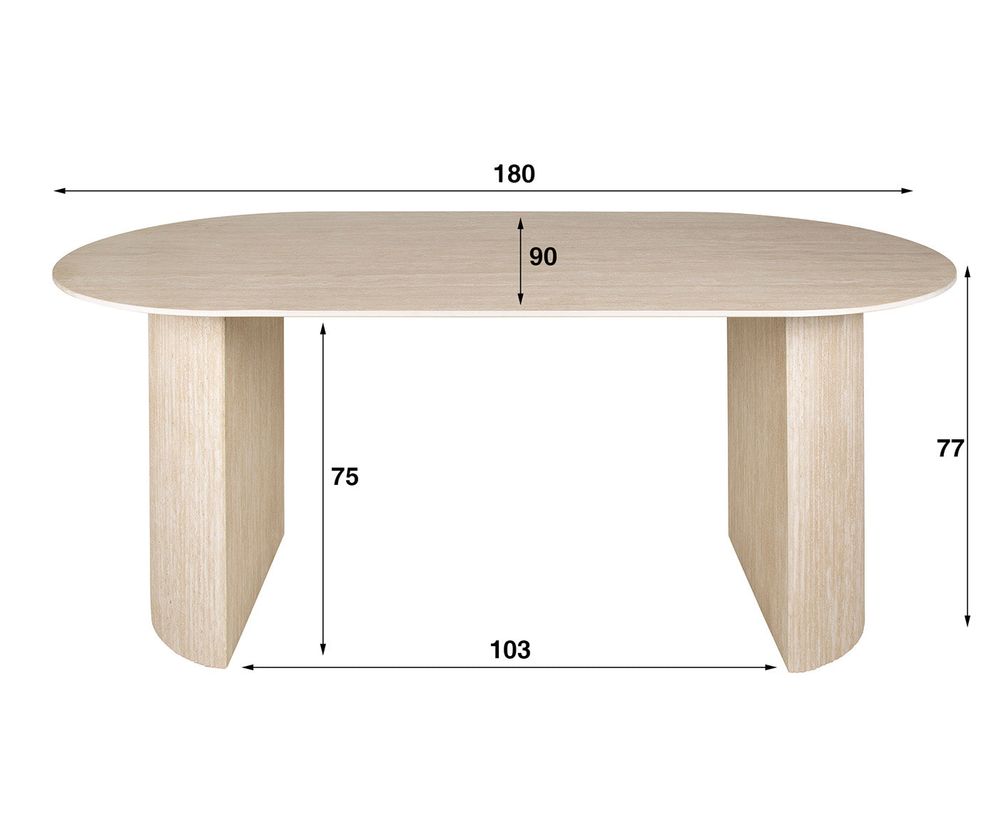 Esstisch 180 cm Arch Keramik Travertine