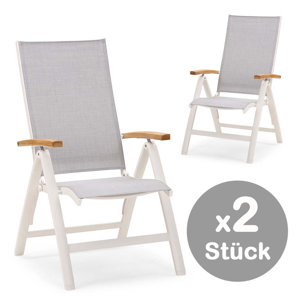 2x Gartenstuhl klappbar Cavalese Weiß/Teak