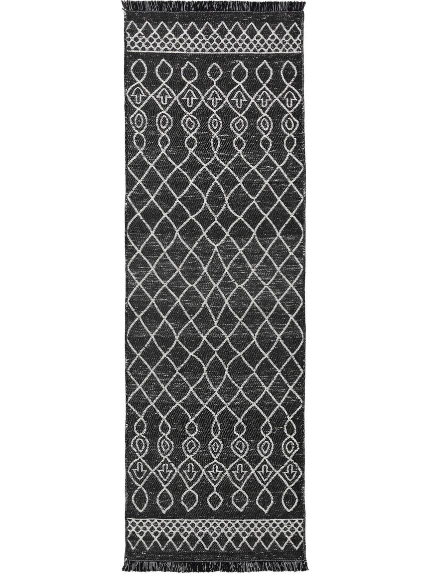 Teppich Läufer aus recyceltem Material Vigo 80x240 cm Beige / Schwarz