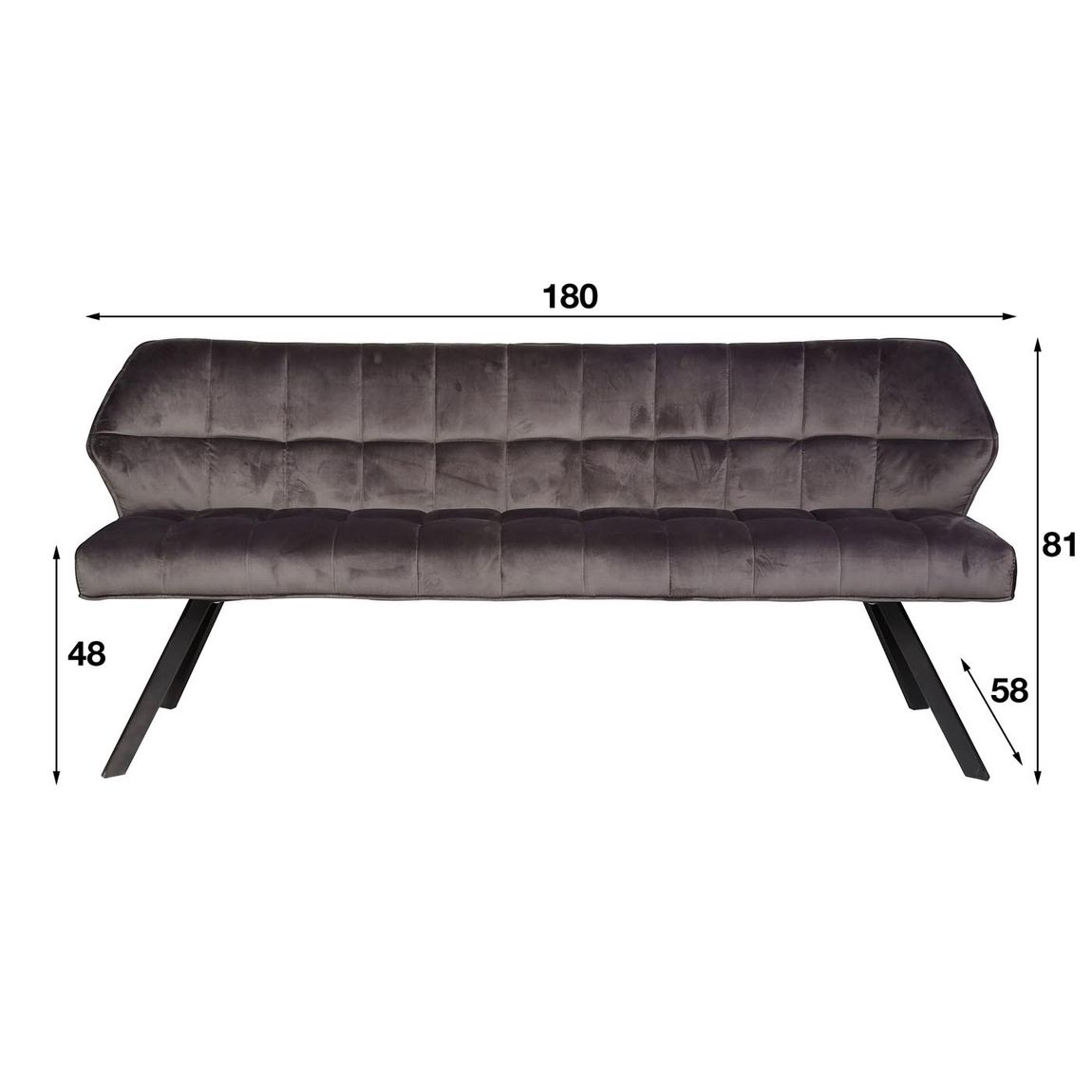 Esszimmer Sitzbank 190 cm Samt Beige / Schwarz