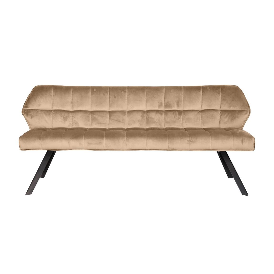 Esszimmer Sitzbank 190 cm Samt Beige / Schwarz