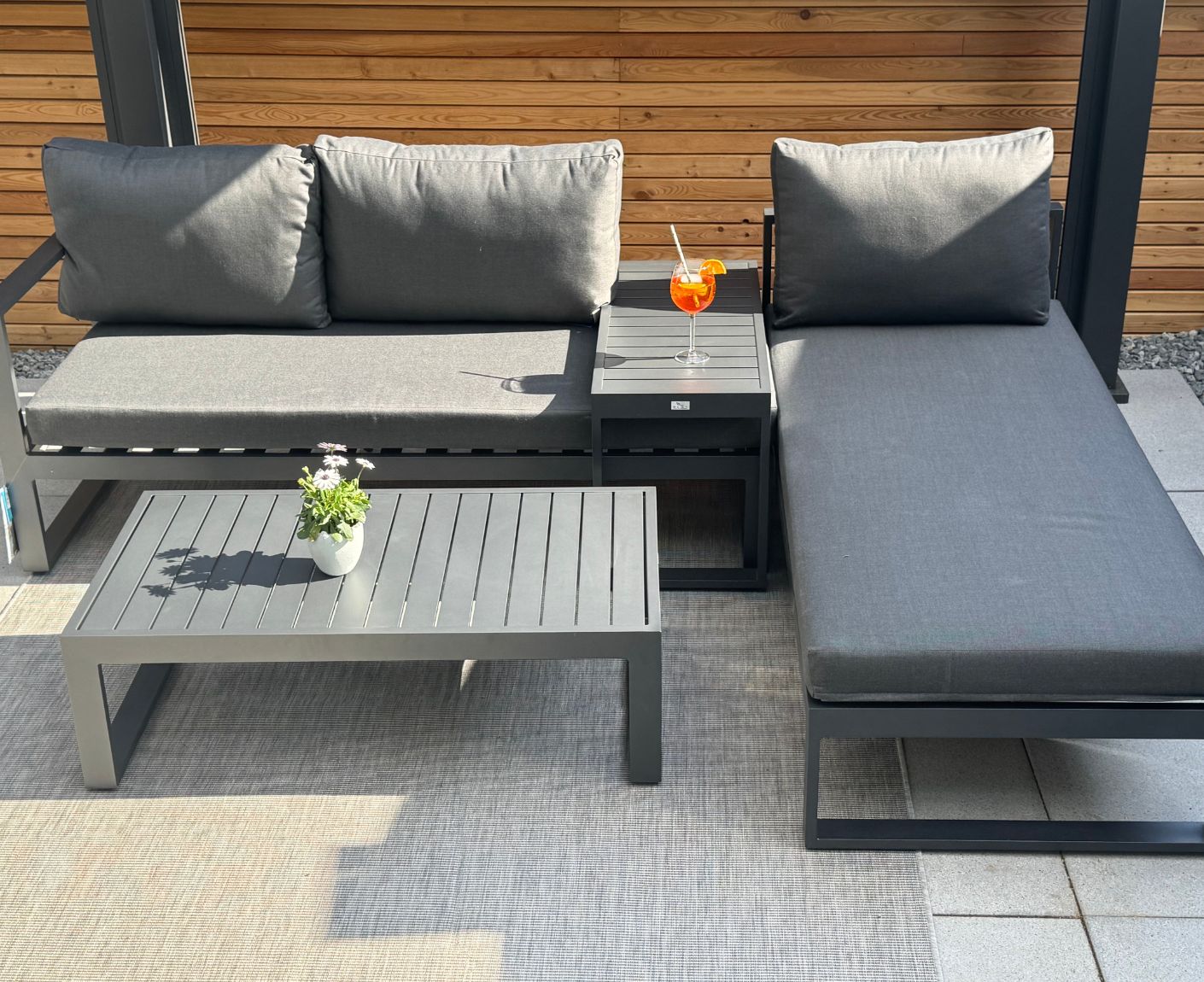 4-tlg. Lounge-Gruppe Navarino Anthrazit/Anthrazit