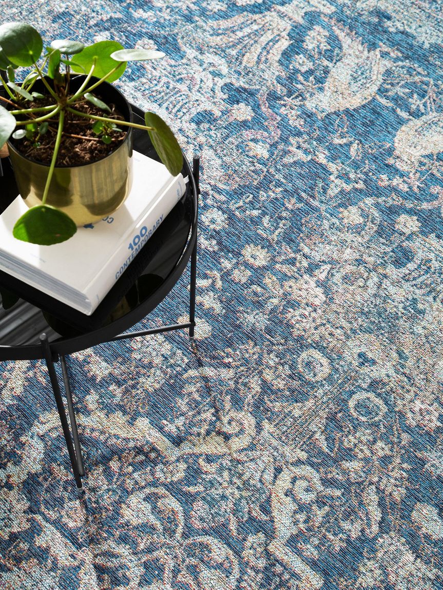 Flachgewebeteppich Aura Blau