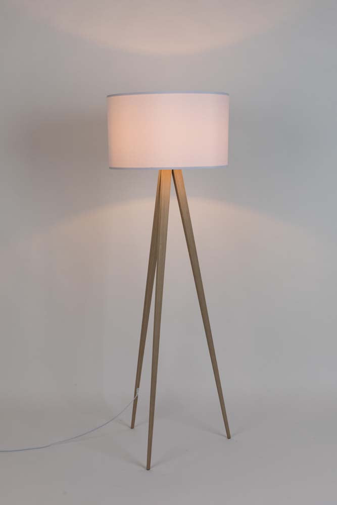 Tripod Holzflurlampe Weiß