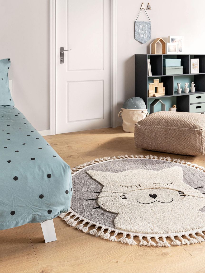 Kinderteppich Momo Ø 120 cm rund Grau