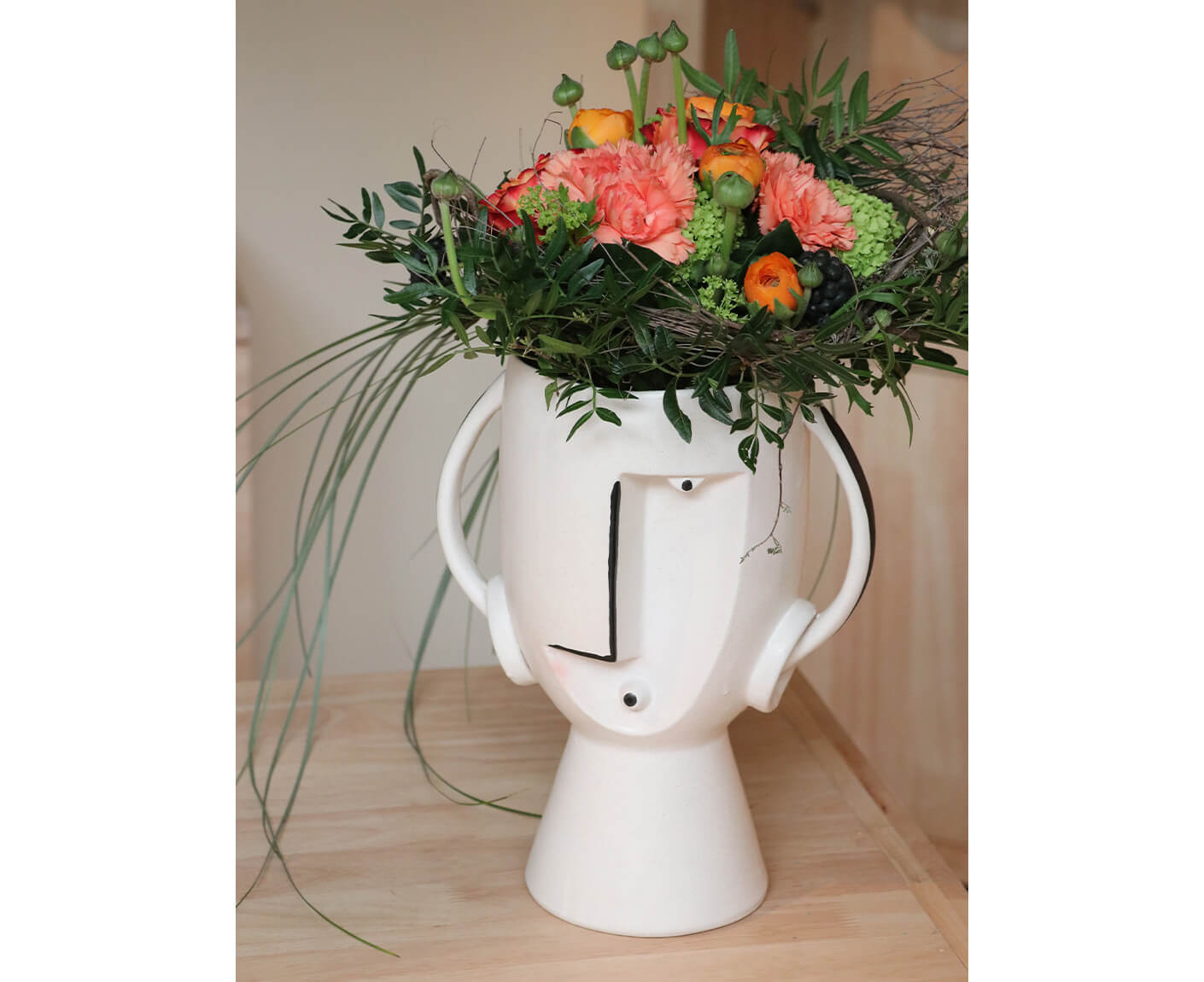 Vase Blumenvase Dekoschale Dekovase Face Pot 30 cm