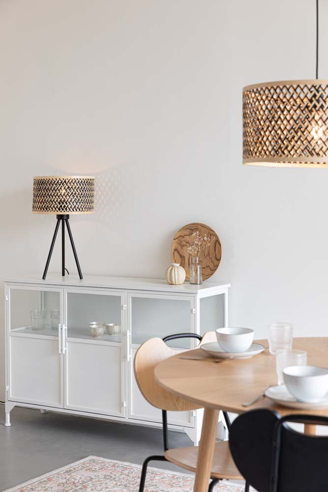 Tischlampe ISLA BAMBOO Beige / Schwarz