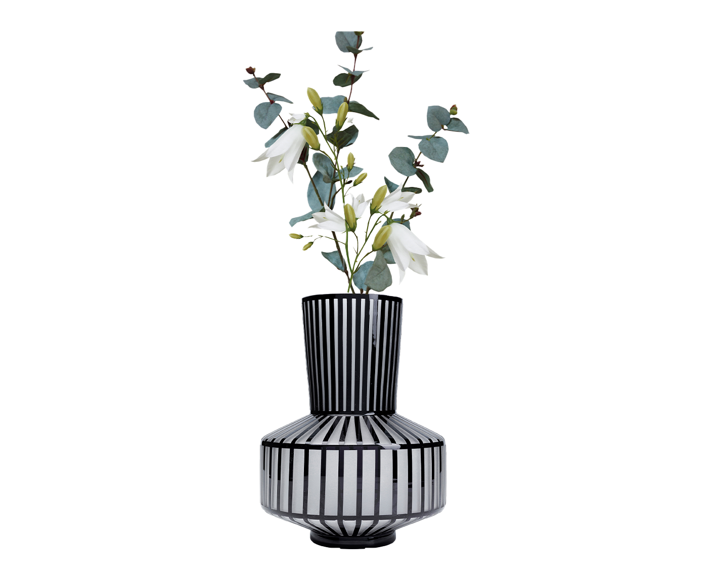 Vase Blumenvase Dekovase Roulette Ø 24,5 cm Hellgrau / Schwarz