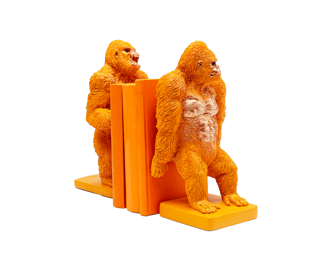 Buchstützen Gorilla 2er-Set, Orange / Gold