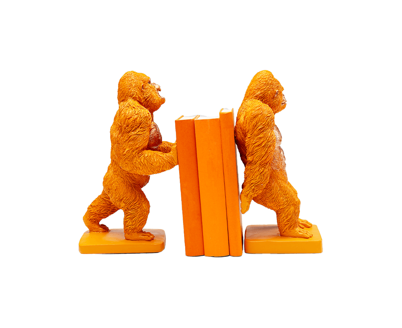 Buchstützen Gorilla 2er-Set, Orange / Gold