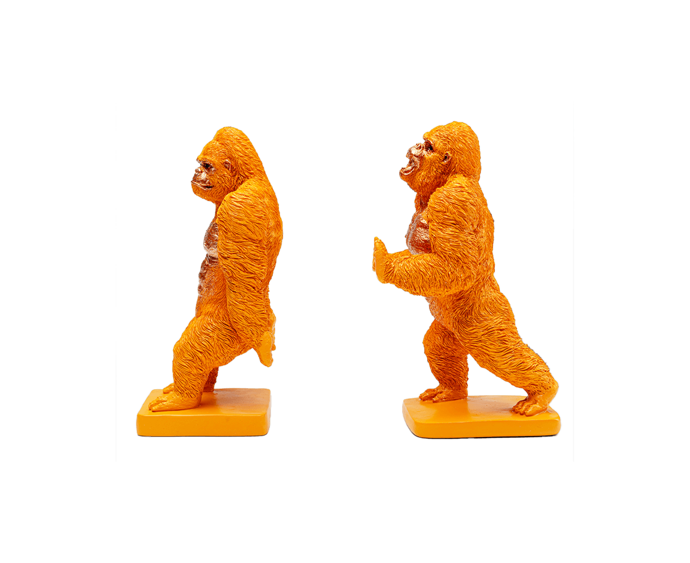 Buchstützen Gorilla 2er-Set, Orange / Gold