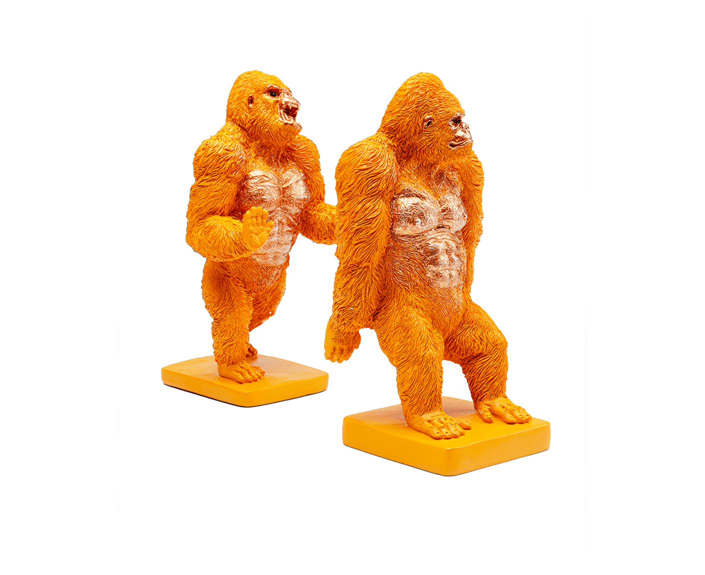 Buchstützen Gorilla 2er-Set, Orange / Gold