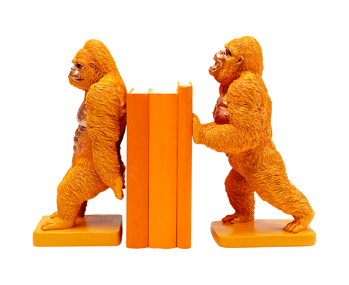 Buchstützen Gorilla 2er-Set, Orange / Gold
