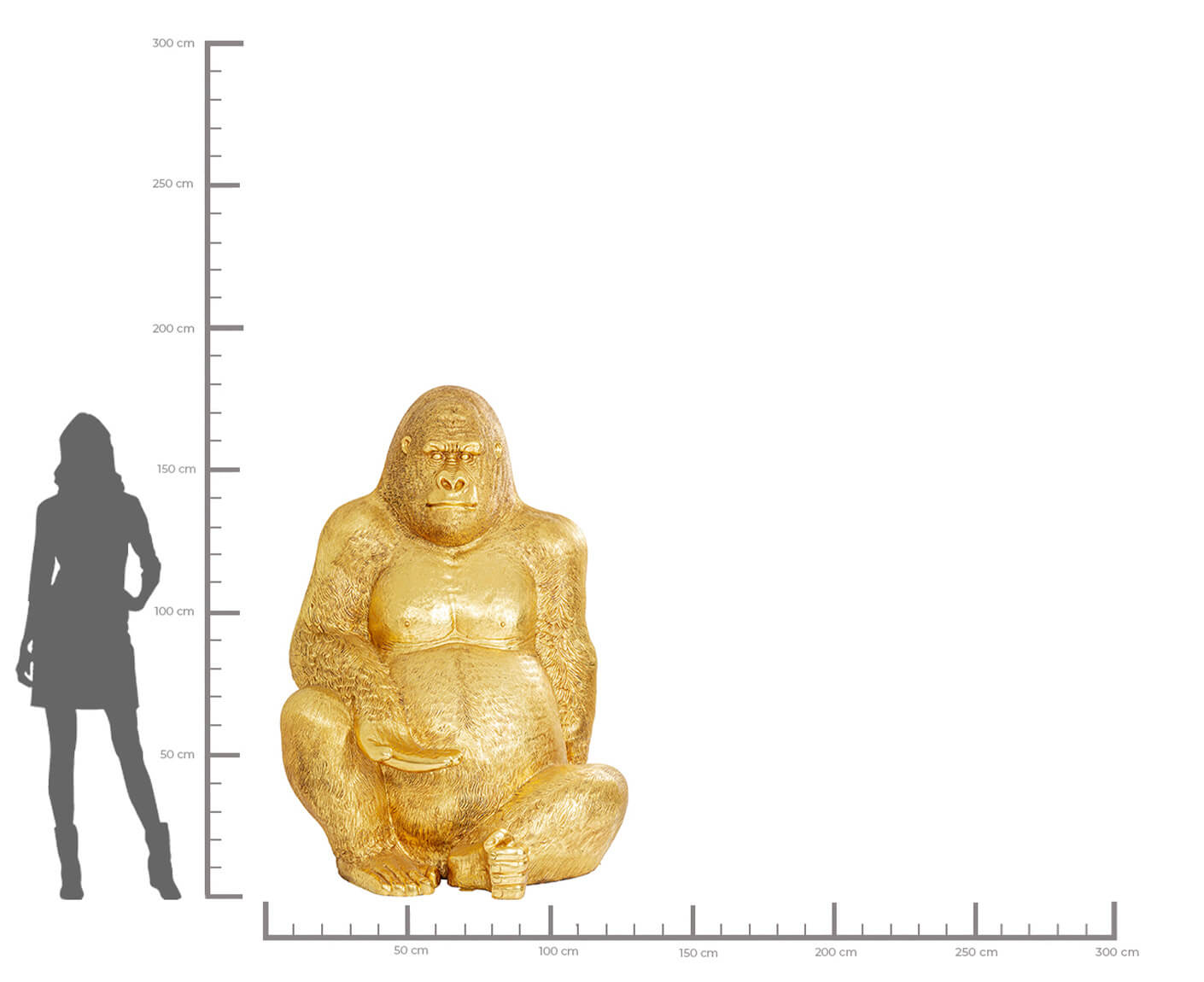 Deko Figur Gorilla Gold XL 180 cm