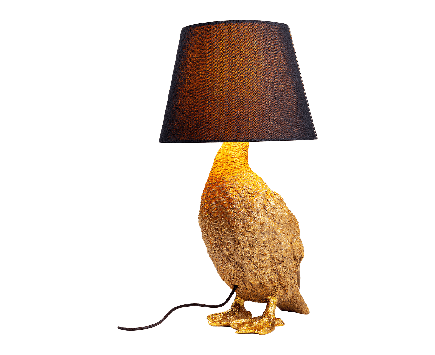Tischlampe Designerlampe Tischleuchte Animal Duck 58 cm, Schwarz / Gold