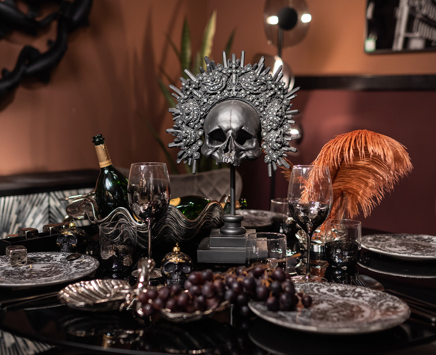 Deko Figur King Skull Schwarz 49 cm