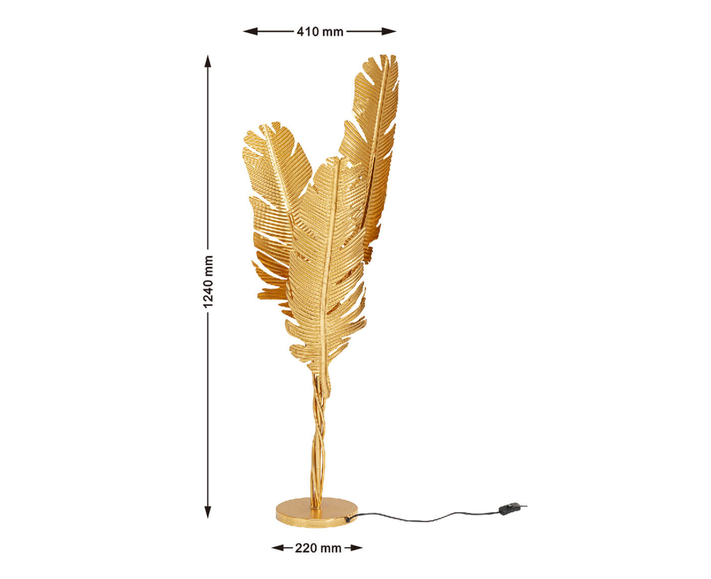 Stehlampe Leselampe Stehleuchte Akile 123 cm Gold