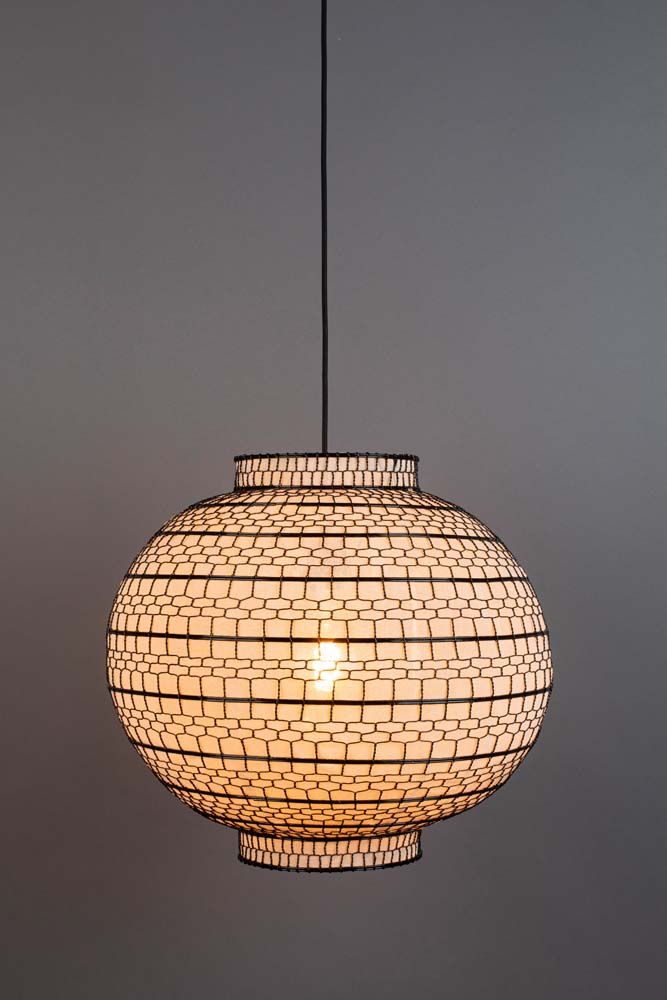 Ming Hängelampe E27 Ø50cm Schwarz / Weiß