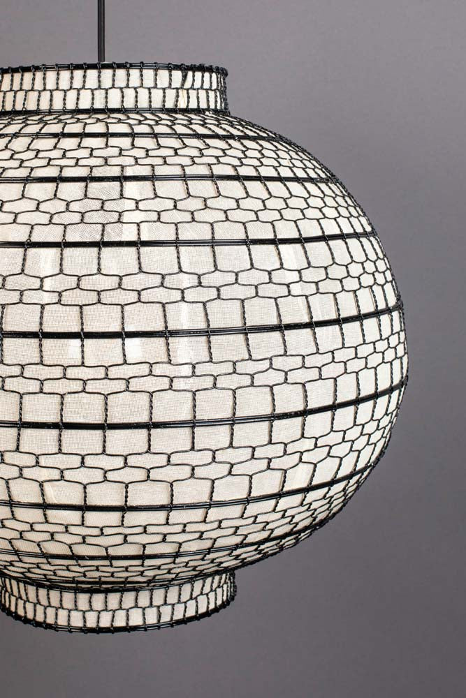 Ming Hängelampe E27 Ø50cm Schwarz / Weiß
