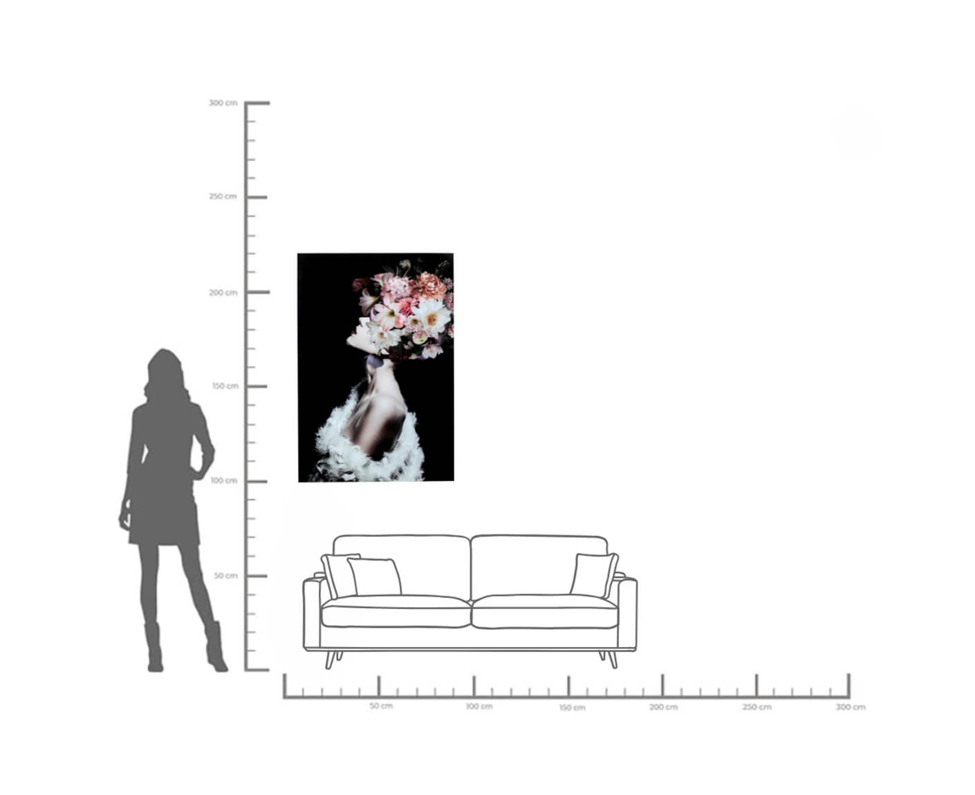 Glasbild Flowery Beauty 80x120 cm
