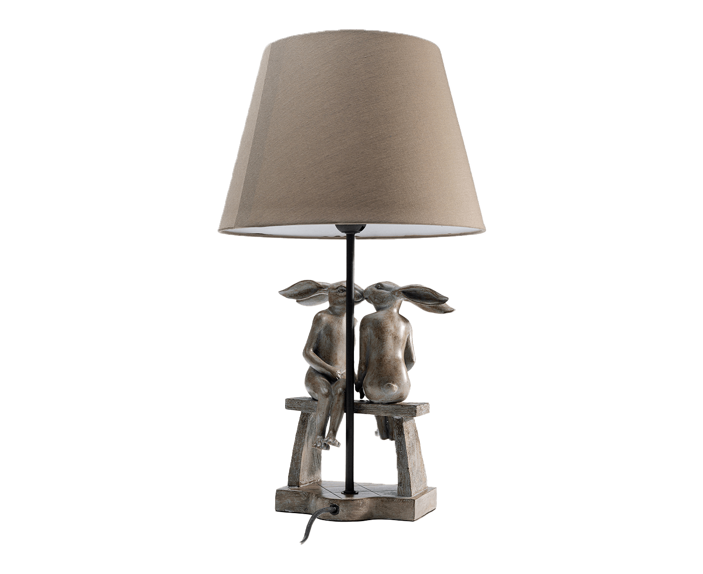 Tischlampe Designerlampe Tischleuchte Animal Bunny Love 53 cm, Braun/Grau