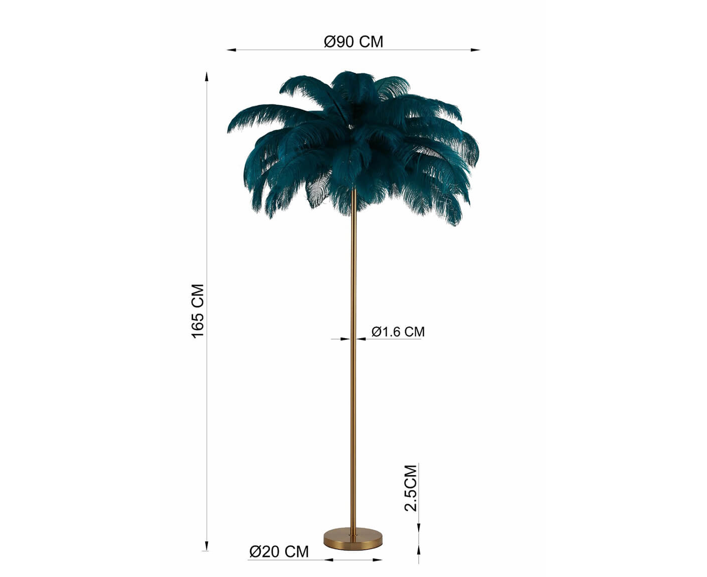 Stehlampe Leselampe Stehleuchte Feather Palm Grün 165 cm