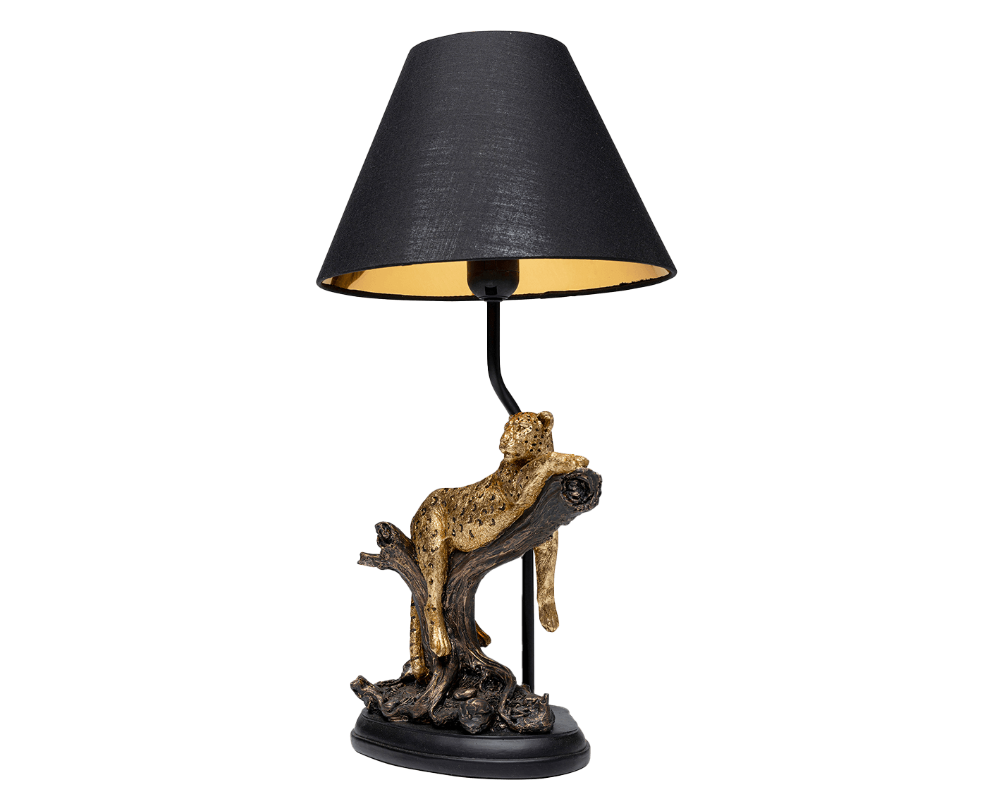Tischlampe Designerlampe Tischleuchte Relax Leopard 50cm, Schwarz / Gold