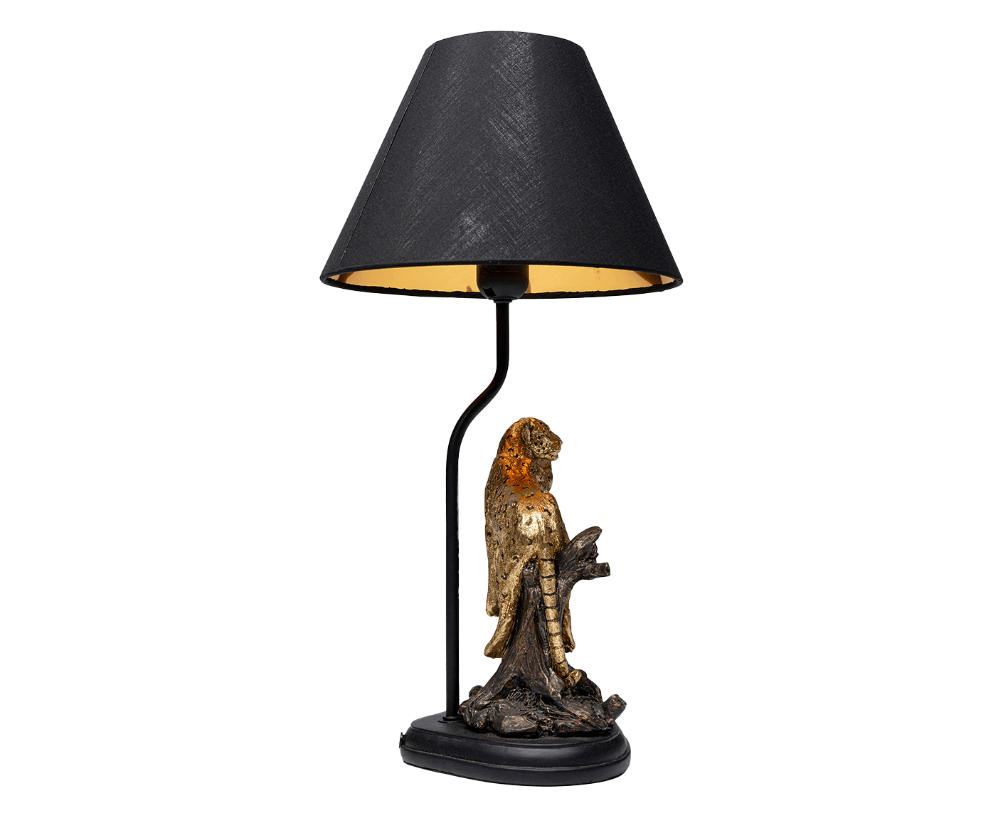 Tischlampe Designerlampe Tischleuchte Relax Leopard 50cm, Schwarz / Gold