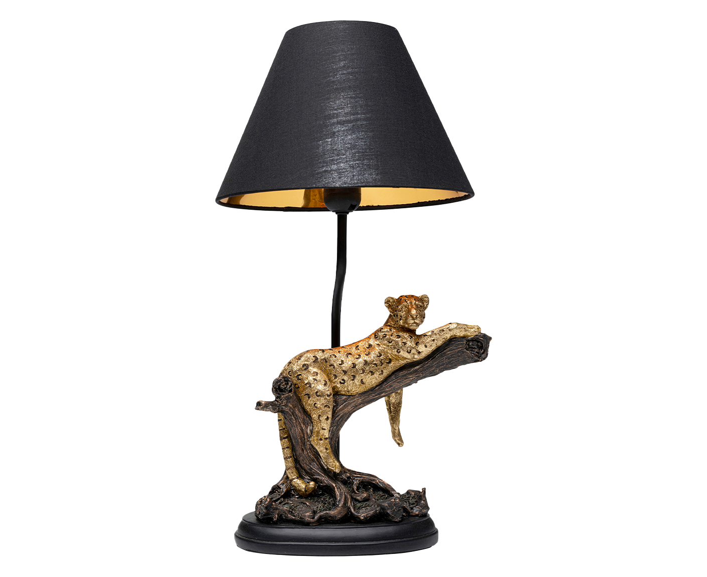 Tischlampe Designerlampe Tischleuchte Relax Leopard 50cm, Schwarz / Gold